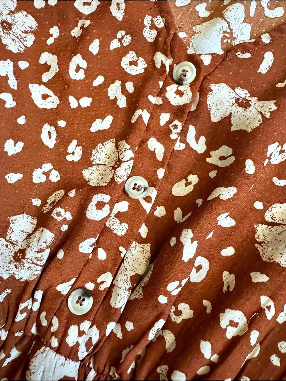 EVERELY Floral Maxi Dress Brown & White Medium